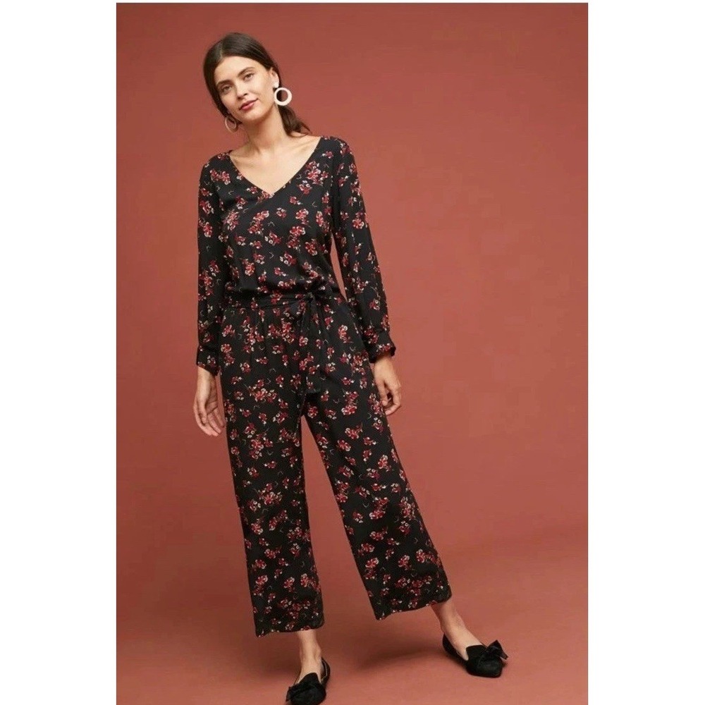 NWT $168 Anthropologie Velvet by Graham & Spencer Freddy Floral Jumpsuit Size S